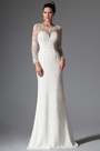 Scoop Sheer Top Lace Evening Wedding Gown