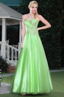 Graceful Green Strapless Floral Beadings Prom Dress Graduation Ball Gown