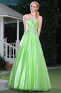 Graceful Green Strapless Floral Beadings Prom Dress Graduation Ball Gown