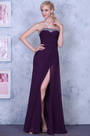 Edel Lila Trägerlose Hohen Spalt Abend Gown Formal Kleid
