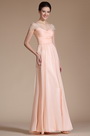 2014 Robe de Soirée Longue Rose Manches Courtes