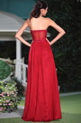 Graceful Red A-line Strapless Evening Gown Graduation Dress