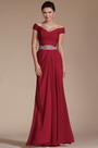 Red Off Shoulder Evening Gown