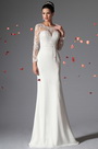 Scoop Sheer Top Lace Evening Wedding Gown