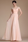 2014 Robe de Soirée Longue Rose Manches Courtes