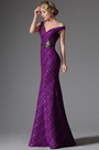Off Shoulder Dark Magenta Evening Dress Prom Ball Gown