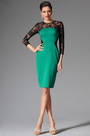 2014 Nouveauté  Elégant Verte Broderie Noire Manches Robe de Cocktail/ du Journé