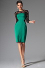 2014 Nouveauté  Elégant Verte Broderie Noire Manches Robe de Cocktail/ du Journé