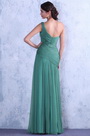 Hell Grün Ein Schulter Ganz Gefaltet Abendkleid Brautjungfer Kleid