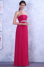 Strapless A-line Ruched Bodice Sparkling Chain Evening Dress Bridesmaid Dress