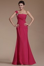 2014 Neu Hot Rosa Ein Schulter Abendkleid Brautjungerfer Kleid