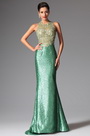 2014 Зелёное Вечернее Платье в Стиле Русалки Вырез через Шею