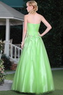 Graceful Green Strapless Floral Beadings Prom Dress Graduation Ball Gown