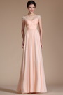 2014 Robe de Soirée Longue Rose Manches Courtes