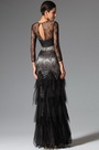 Black Overlace Sleeves Evening Prom Ball Gown