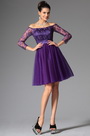 Purple Lovely Off Shoulder Cocktail Dress Party Dress