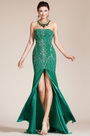 2014 Neu Grün Trägerlos Höhe Schlitz Abendkleid/Brautjungfer Kleid