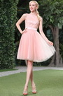 Pink Shiny Sequined Sleeveless Cocktail Dress Party Dress