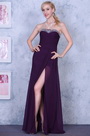 Edel Lila Trägerlose Hohen Spalt Abend Gown Formal Kleid