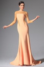 2014 Neu Orange Rund Ausschnitt Abendkleid