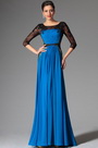Atemberaubende Spitze Ärmeln Blau Abendkleid Formal Gown