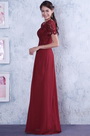 Elegant Rot Top Perlen Spitze Brautmutterkleid