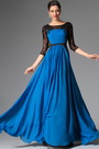 Atemberaubende Spitze Ärmeln Blau Abendkleid Formal Gown