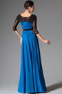 Atemberaubende Spitze Ärmeln Blau Abendkleid Formal Gown