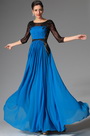 Atemberaubende Spitze Ärmeln Blau Abendkleid Formal Gown