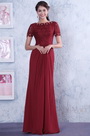Elegant Rot Top Perlen Spitze Brautmutterkleid