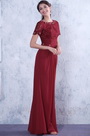 Elegant Rot Top Perlen Spitze Brautmutterkleid