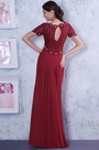 Elegant Rot Top Perlen Spitze Brautmutterkleid