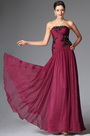 Strapless Beaded Lace Applique Floor Length Evening Dress