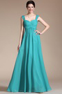 Türkis-Trägern Empire-Taille Brautjungfernkleid