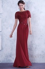 Elegant Rot Top Perlen Spitze Brautmutterkleid