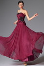 Strapless Beaded Lace Applique Floor Length Evening Dress