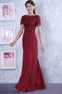 Elegant Rot Top Perlen Spitze Brautmutterkleid