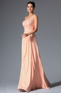 Robe de soirée dentelle rose asymétrique coupe simple droite