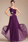 Elegant Lila Ein Schulter A-Line Schlaufknot Abendkleid/ Brautkleid