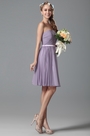 Schmeichelhaft Trägerlos Kurz Lila Brautjungfernkleid