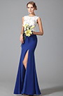 Elegant Sleeveless High Slit Blue Evening Dress Formal Gown