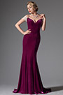 Elegant Off Shoulder V Neck Fuchsia Evening Dress Formal Gown