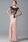 Cap Sleeves High Slit Evening Dress Prom Gown