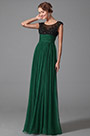 Robe de soirée longue verte plissée taille empire
