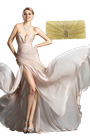 Stylish Ruched Bodice Evening Dress+Golden Handbag Set