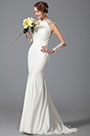 White Trumpet Long Sleeve Evening Dress Wedding Gown