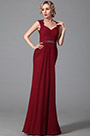 Elegant Ärmellos V Ausschnitt Rot Formal Abendkleid