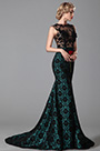 Sleeveless Black Lace Floral Skirt Evening Gown
