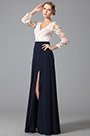 Lange Ärmel V Ausschnitt Hohe Schlitz AbendKleid Formal