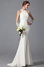 White Trumpet Long Sleeve Evening Dress Wedding Gown